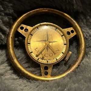 Vintage Lincoln Old England Steering Wheel Watch Face 1960s Swiss Automotive